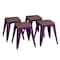 Flash Furniture 4 " Purple Metal Stool with Wood Seat, PK4 ET-BT3503-18-PR-WD-GG - alternate 5